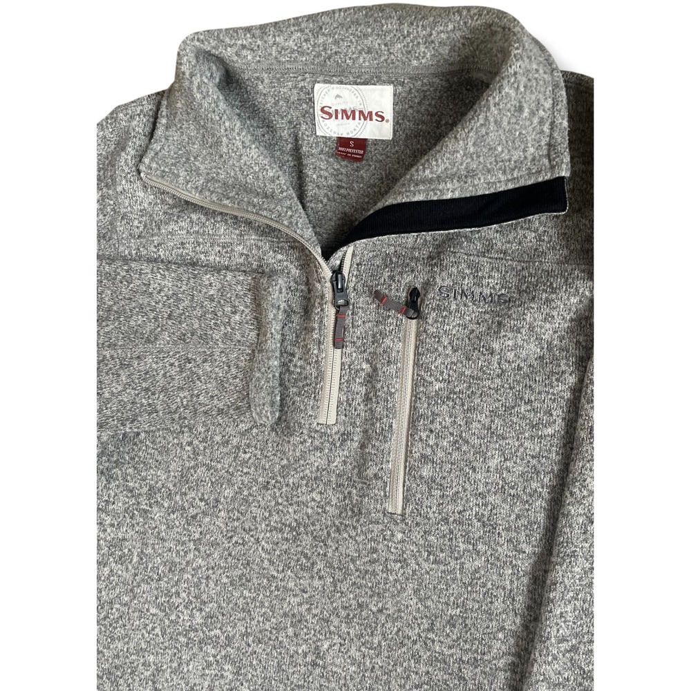 Simms Mens Quarter Zip Fleece Pullover Sweater Gray Heather Size S